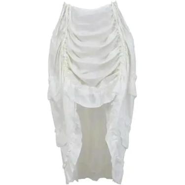 Imagem de Punk Mulheres Irregulares Salas de Partido Placado de Partido Longo Altos Trajes Steampunk Saias de Espartilho Gótico Plus Size Plus, Branco, M