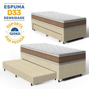 Imagem de Cama Box com Colchao de Espuma D33 Double Face Air Pro Forca Anjos + Auxiliar de Espuma Unique Solteiro 88cm