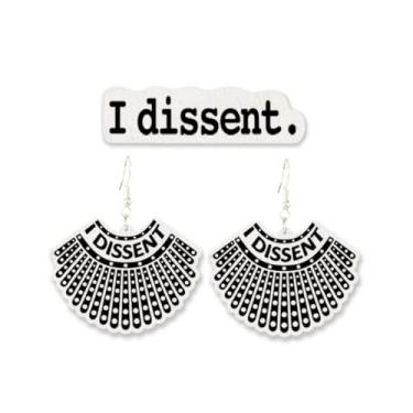 Imagem de RBG Dissent Collar Brincos Broche Conjunto de Pinos Ruth Bader Ginsburg Feminista Esmalte Conjunto de Brincos de Alfinete Feminino Joia Justiça, Liga de aço, Sem pedra preciosa