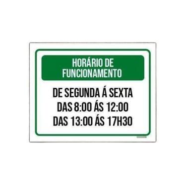 Imagem de Kit 5 Placa Sinalização - Verde Horário Funcionamento - Sinalizo