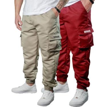 Imagem de Kit 2 Calça Jogger Bolsos Cargo Corta Vento Masculina Skate - Hunter, 