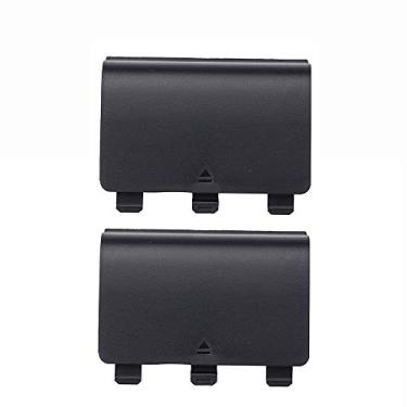 Imagem de 2 capas de bateria para controle Xbox One, peça de reparo da parte traseira da bateria compatível com controle sem fio Xbox One, One S, One X (preto)