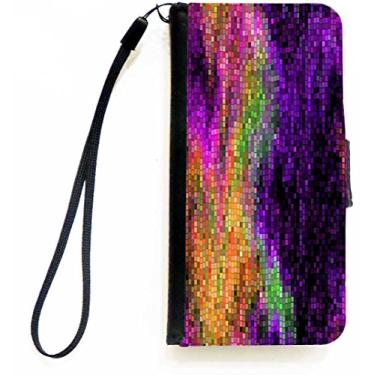 Imagem de Rikki Knight Capa carteira flip com mosaico arco-íris roxo grunge com aba magnética para Apple iPhone 5c