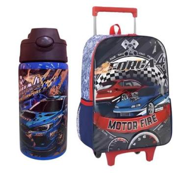 Imagem de Kit mochila escolar e garrafa de agua Força 4 infantil 500ml - Luxcel,