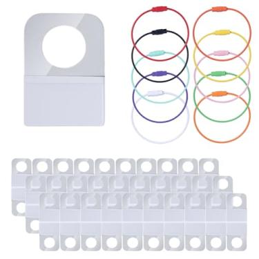 Imagem de Suporte para anéis e abas Yoto Cards, 60 peças de etiquetas autoadesivas de 3,2 x 2,2 cm e 10 peças de argolas de aço inoxidável para porta-chaves infantil para organizador de armazenamento de