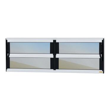 Imagem de Janela De Aluminio Basculante 2 Seções Elite Vidro Reflex 40cm X 150cm Brimak Mix Preto