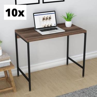 Imagem de Conjunto 10 Escrivaninhas Industrial 90cm Active Yescasa Nogal