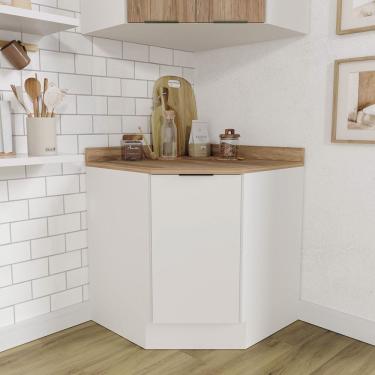 Imagem de Balcão Canto Oblíquo Com Tampo E Rodapé Ipanema Branco