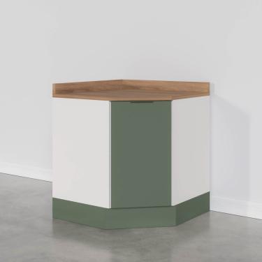 Imagem de Balcão Canto Oblíquo Com Tampo E Rodapé Ipanema Cabecasa Madeiramadeira Verde Folha/Branco