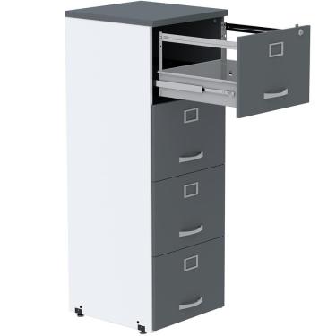 Imagem de Armário De Arquivo Oficio Pe25 Pandin 45,70 Cm (Largura) Em Mdp Branco E Grafito Com 4 Gavetas