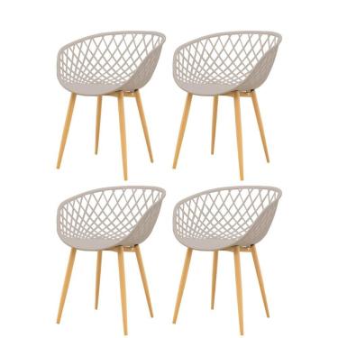 Imagem de Kit 4 Cadeiras Clarice Rivatti Polipropileno Nude Base Metal