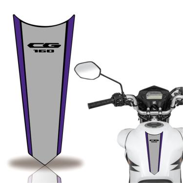 Imagem de Adesivo Faixa Gravata Tanque Moto Cg 160 150 Titan Fan 160 Azul Cinza