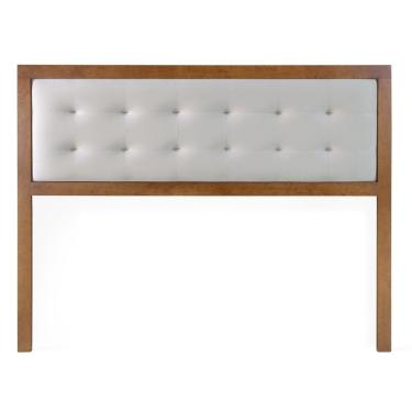 Imagem de Cabeceira Laura Queen Madeira Maciça Veludo Marfim