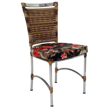 Imagem de Cadeira Em Alumínio E Fibra Sintética Jk Cozinha Edícula Cappuccino E Maui Preto