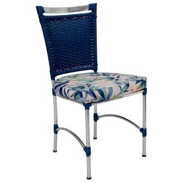 Imagem de Cadeira Em Alumínio E Fibra Sintética Jk Cozinha Edícula Azul Dark E Vinales Azul