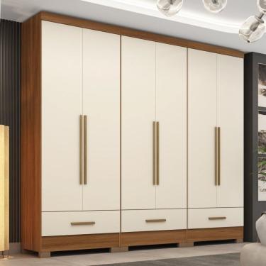Imagem de Quarto Modulado 3 Peças 6 Portas 3 Gavetas Smart Plus Cinamomo/off White