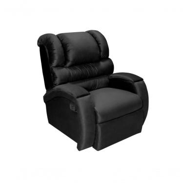 Imagem de Cadeira Poltrona Reclinável Para Idoso Zero Wall Com Balanço E Giro Com Massageador Suede Preto