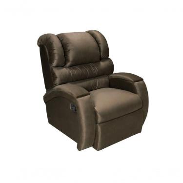 Imagem de Cadeira Poltrona Reclinável Para Idoso Zero Wall Com Balanço E Giro Com Massageador Suede Marrom