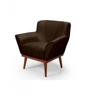 Imagem de Cadeira Poltrona Yasmin Veludo Decorativa Império Estofados Marrom