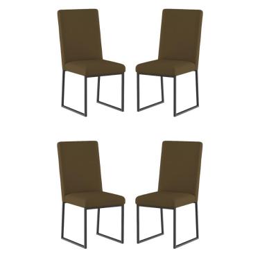 Imagem de Kit 4 Cadeiras Para Mesa De Jantar Base Industrial Preto Balaqui Marrom