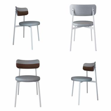 Imagem de Cadeira Kyta Fixa Com 4 Pés 50 X 44,7 X 83,8 Cm Com 4 Unidades Cinza Claro-whisky-branco