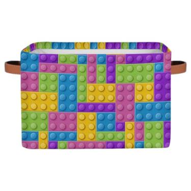 Imagem de LLCXCSI Blocos de montar cesta de armazenamento infantil dobrável organizador retangular roxo cestas de presente para decoração de berçário prateleira de livros roupas toalha de brinquedo