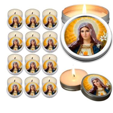 Imagem de 10 Velas Aromaticas Lembrancinhas Santa Gianna na Latinha Decoração Ca