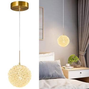 Imagem de ADCTHOME Luminárias Pendentes Modernas Em Formato De Globo Dourado, 1 Mini Luminária Cristal Para Cozinha Sobre Ilha, Restaurante, Quarto, Bar, Banheiro (Pacote Com 1)