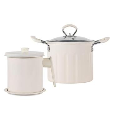 Imagem de Fenteer Conjunto de fritadeira Deep 3L Capacidade mais quente panela para chips de fervura de frango frito, Branco