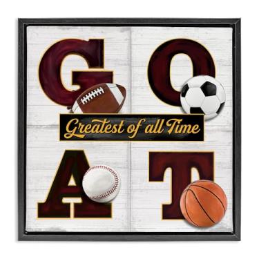 Imagem de Stupell Industries GOAT with Sports Balls Black Framed Floater Canvas Wall Art Design por Mollie B., 45,7 x 45,7 cm