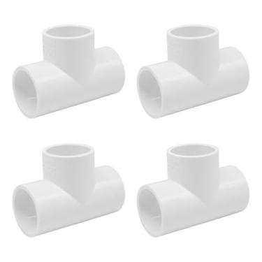 Imagem de HayEastdor 4 peças 1-1/4 polegadas 3 Way Tee adaptador de tubo de PVC conectores de encaixe de tubo soquete x soquete para irrigador, sistema de irrigação por gotejamento, extensão de tubos HE064-1-1