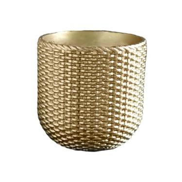 Imagem de Fenteer Vaso de flores de resina, enfeite de mesa, moderno, criativo, recipiente para plantas de interior, sala de estar, pátio, decoração de mesa, Cilindro de Ouro