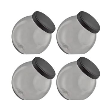 Imagem de 4 Pote Baleiro 1,45lt Plástico Fumê Tampa Preta Multiuso