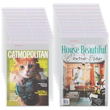 Imagem de TORISING Protetores de revistas de plástico transparente, 80 peças, 24 x 29 x 20 cm, 80 peças, cada uma com 9 espessuras de seda, sacos de celofane com tela protetora resselável para armazenamento