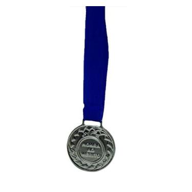 Imagem de Kit com 50 Medalhas de Prata M30 Honra ao Mérito C/Fita Azul - Crespar