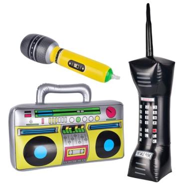 Imagem de Restauração de antigas formas infláveis Boombox, telefones celulares infláveis, microfones infláveis para festa dos anos 80, festa hip hop, adereços e decorações