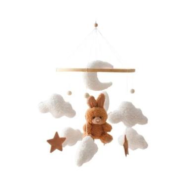 Imagem de Móbile De Berço De Madeira Para Bebê, Urso De Desenho Animado Em Feltr