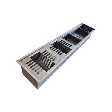 Imagem de Calha Úmida Gourmet Escorredor de Cozinha 86x19 Aço Inox Cinza - RENO