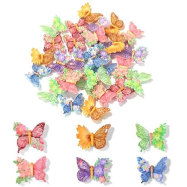 Imagem de Tinoaly 60 Mini Borboletas de Resina para Artesanato, 6 Estilos Borboletas Resina em Miniatura Lindas Estatuetas Decorações para Decorar Casas Bonecas Jardim de Fadas Paisagens em Miniatura