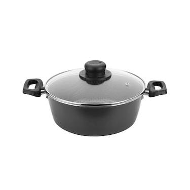 Imagem de Caçarola Multiflon Essencial em Alumínio com Revestimento Interno Antiaderente e Tampa de Vidro com Saída de Vapor 22 cm – Grafite