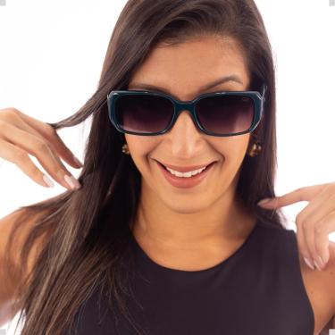 Imagem de ÓCULOS DE SOL SOLON GLASSES RETANGULAR MODERNO VERDE ESCURO COM PROTEÇÃO UV400 + CASE RIGIDA + FLANELA + LIMPA LENTES