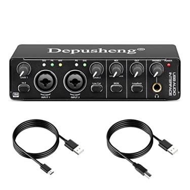Imagem de Depusheng Interface De Áudio Usb Rx2, Placa Som Para Gravação Computador, Estúdio Doméstico, Pode Conectar Microfone Condensador 48 V, Guitarra
