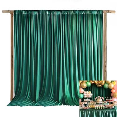 Imagem de QICAIYUN Cortinas de fundo de poliéster de 6 x 3,6 m, verde-esmeralda, para chá de bebê, festa, casamento, foto, recepção, fotografia, fundo, evento, decoração, palco, painéis L1,5 m x A 3,5 m