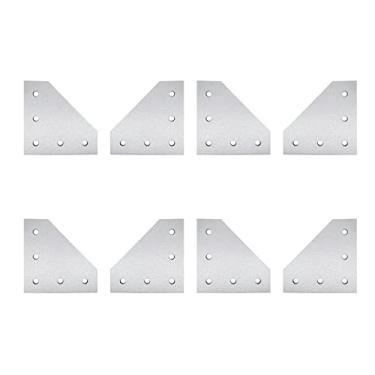Imagem de YVSPTIK 8 peças/conjunto de placa de suporte de canto em forma de L prata oxidação anódica 5 furos placa de junção externa para moldura de impressora 3D perfil de alumínio 2020 (2020, prata L-8 peças)