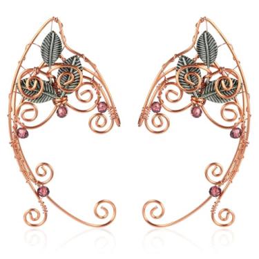 Imagem de Brinco de orelha de elfo punhos folha brinco de elfo osso de elfo cosplay punhos 1 par de brincos para orelhas de fada cosplay de casamento, 8X4X0.5CM, Metal