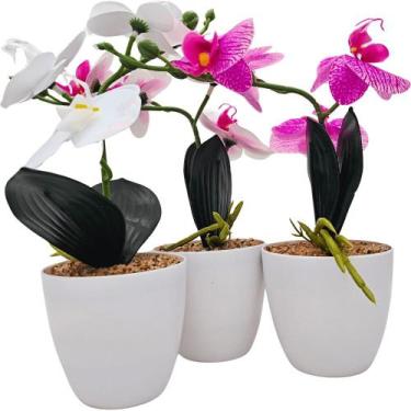 Imagem de Enfeite Vaso Orquídea - 32 CM -DCarte - Cores Sortidas