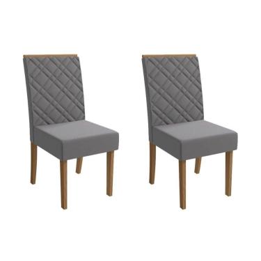 Imagem de Kit 2 Cadeiras de Cozinha Gardênia 2CAD149 Madeirado 2 Un Canela/Suede Cinza - Kappesberg
