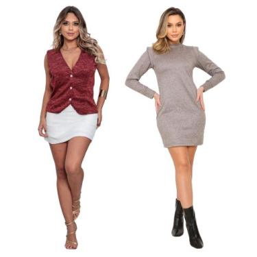 Imagem de kIT Vestido luana com colete Eli - La Germania, Marsala, Cinza, M