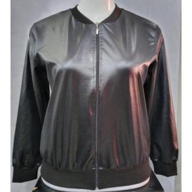 Imagem de Jaqueta feminina bomber em material sintético cirrê com fecho em zíper