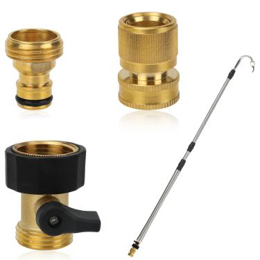 Imagem de lasuroa Válvula Fecho Mangueira Jardim & 2 Peças Conectores Rápidos, Adaptadores Latão Macho Fêmea 3/4 Polegada Válvula Corte Água com Vedante Acessórios para Mangueira de Jardim